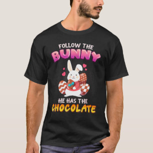 Camiseta Siga O Coelhinho Que Ele Tem Felz pascoa De Chocol
