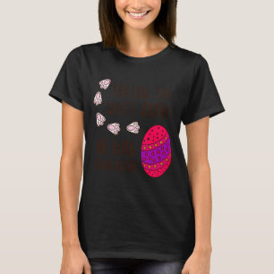 Camiseta Siga o coelho branco divertido e fofo de Páscoa