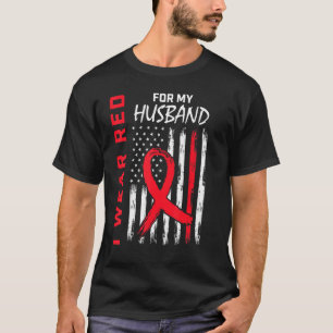 Camiseta Siga Red Husband Heart Disease Awarness USA Flag W