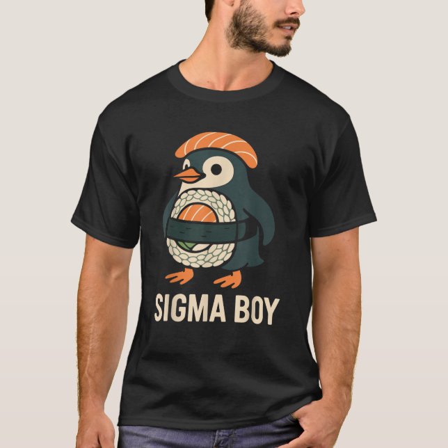 Camiseta Sigma Boy Italiano Brainrot Engraçado Meme Penguin (Frente)
