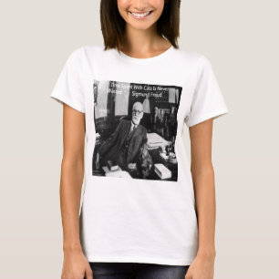 Camiseta Sigmund Freud em Seu Escritório & Citação de Gato