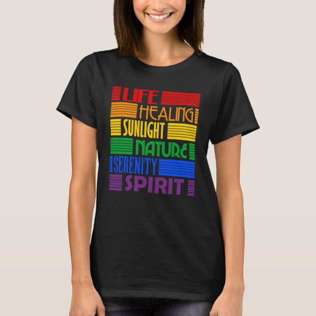 Camiseta Significados do arco-íris (LGBT Gay Lésbica Transg (Frente)