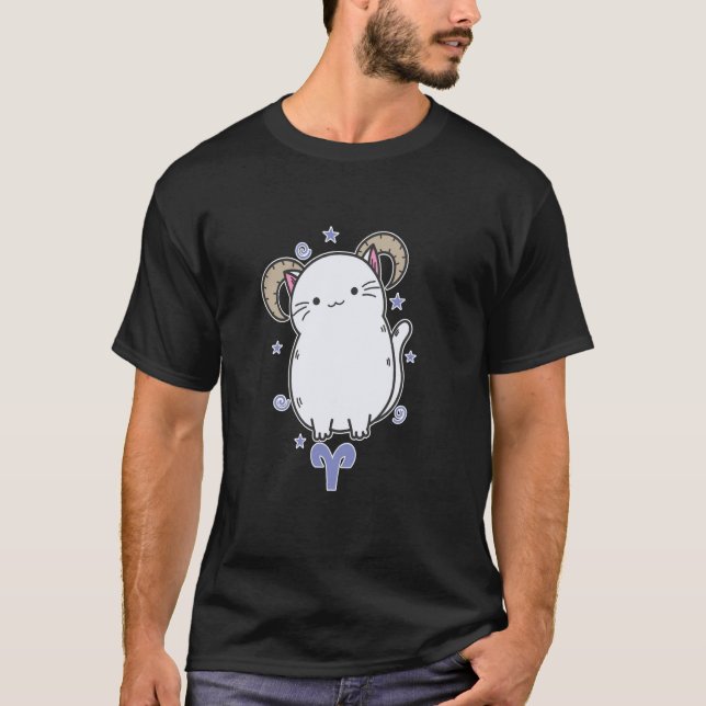 Camiseta Signo Zodíaco Áries Gato (Frente)