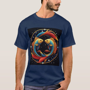 Camiseta Signo Zodíaco de Peixes em um Estilo Artístico Cós