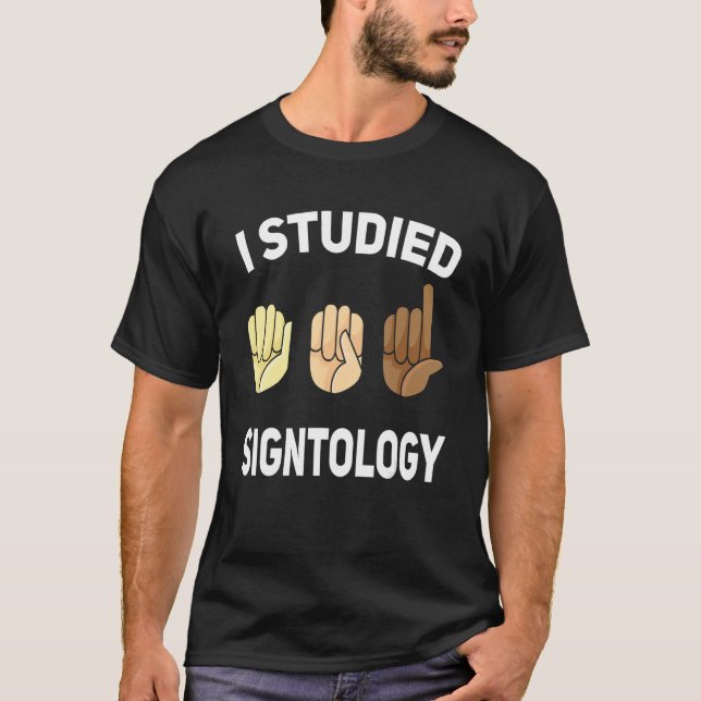 Camiseta Signtology Hand Sign Language ASL Hand gesture dea (Frente)