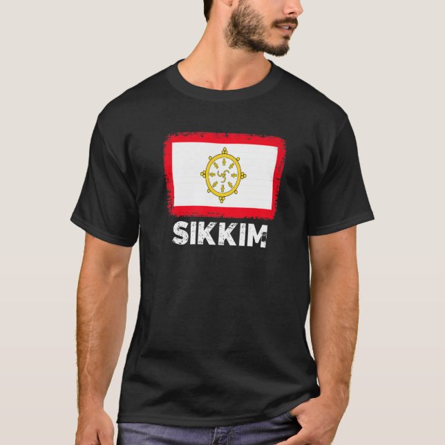 Camiseta Sikkim Flag Support Sikkim Pessoas Women Men (Frente)