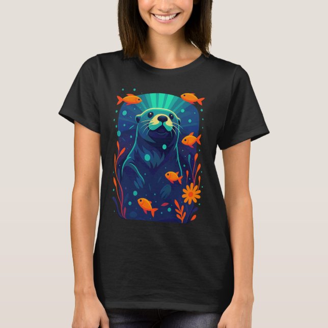 Camiseta Sílaba de Amante da Natureza de Algas de Peixes Su (Frente)