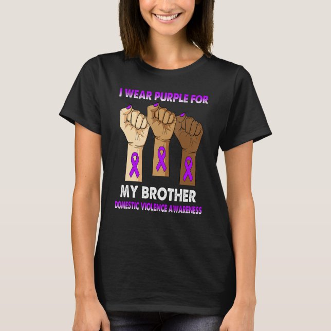 Camiseta Silence Hand I Wear Purple For My Brother Domestic (Frente)