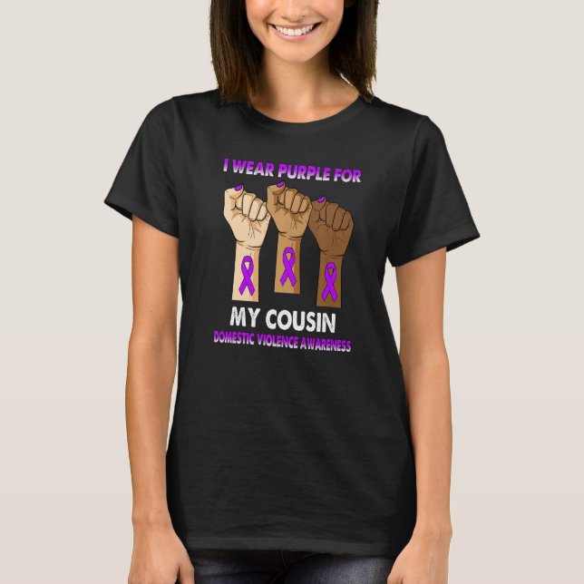 Camiseta Silence Hand I Wear Purple For My Cousin Domestic  (Frente)