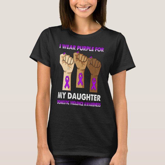 Camiseta Silence Hand I Wear Purple For My Daughter Domesti (Frente)