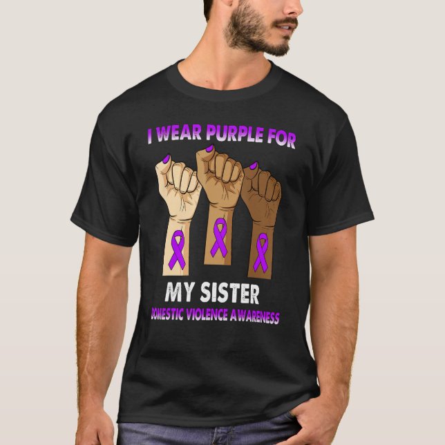 Camiseta Silence Hand I Wear Purple For My Sister Domestic  (Frente)