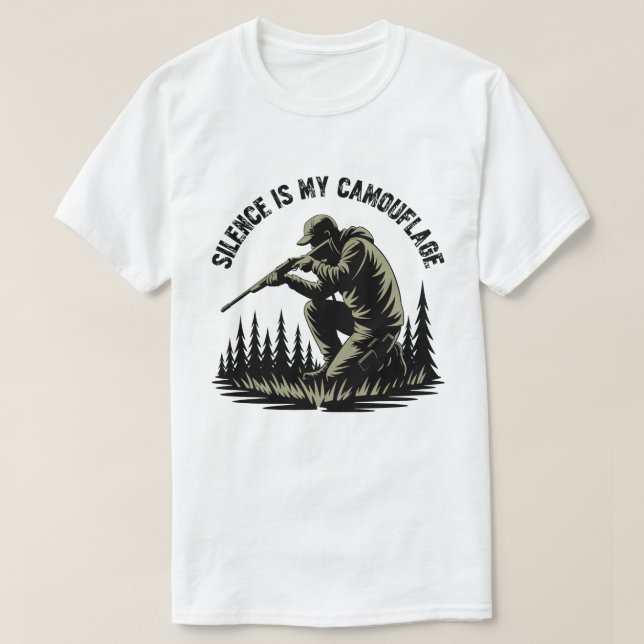 Camiseta Silence is My Camouflage – Stealth Hunting T-Shirt (Frente do Design)