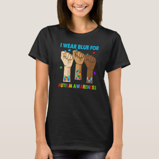 Camiseta Silence Mão Eu Uso Azul Para Conscientização do Au