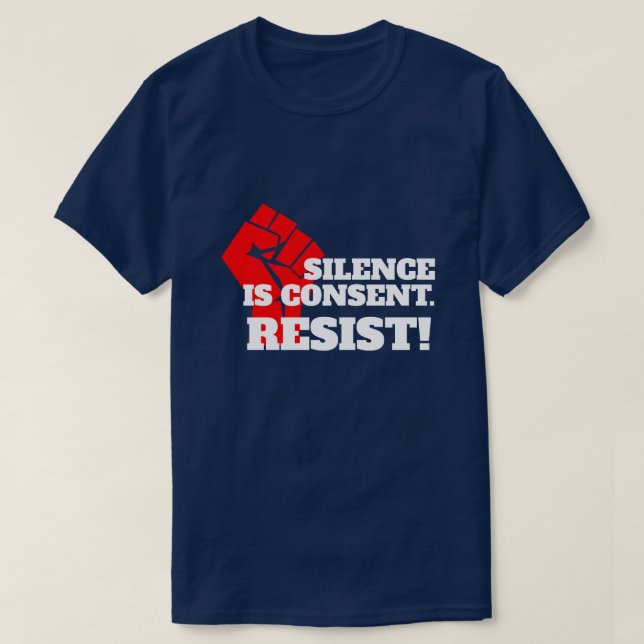 Camiseta "Silêncio é Consentimento" com punho enraizado (Frente do Design)