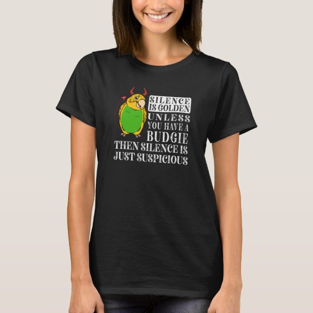 Camiseta Silêncio É Ouro Papagaio Amarelo Bugeriga (Frente)