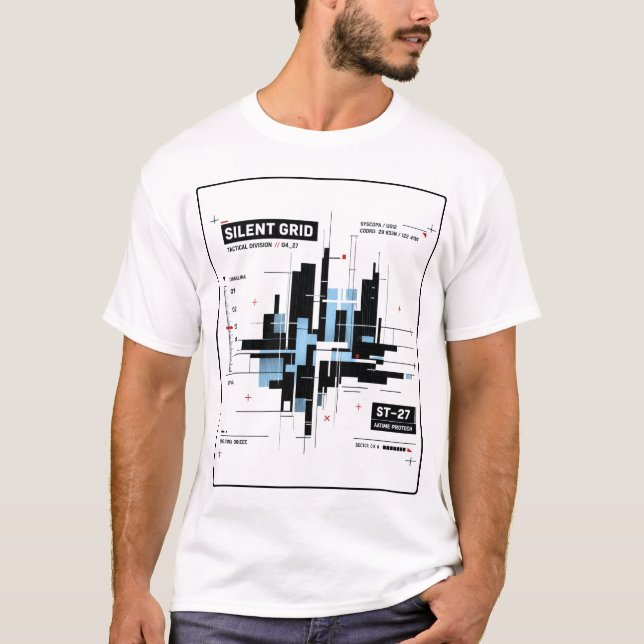 Camiseta Silent Grid | Tactical Minimal Tech Grid Streetwea (Frente)