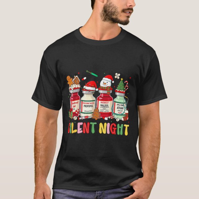 Camiseta Silent Night Funny Nurse Christmas Design  (Frente)