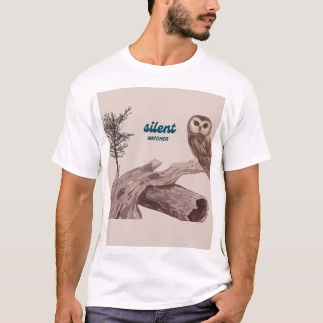Camiseta Silent Watcher – Aesthetic Owl Nature Illustration (Frente)