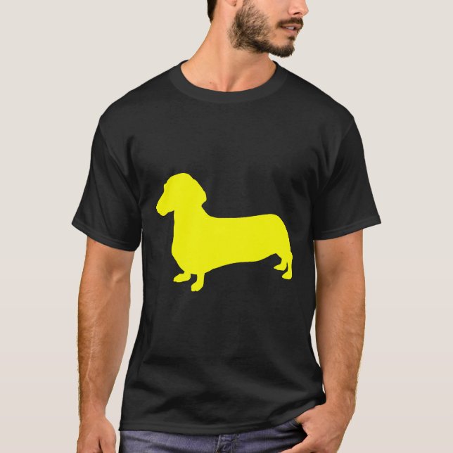 Camiseta Silhouette Amarelo Dachshund (Frente)