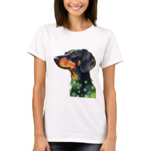 Silhouette Dachshund com Quatro Folhas de Folha