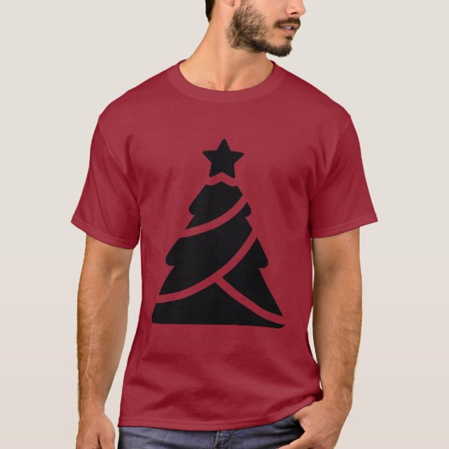 Camiseta Silhouette de Árvore de Natal (Frente)