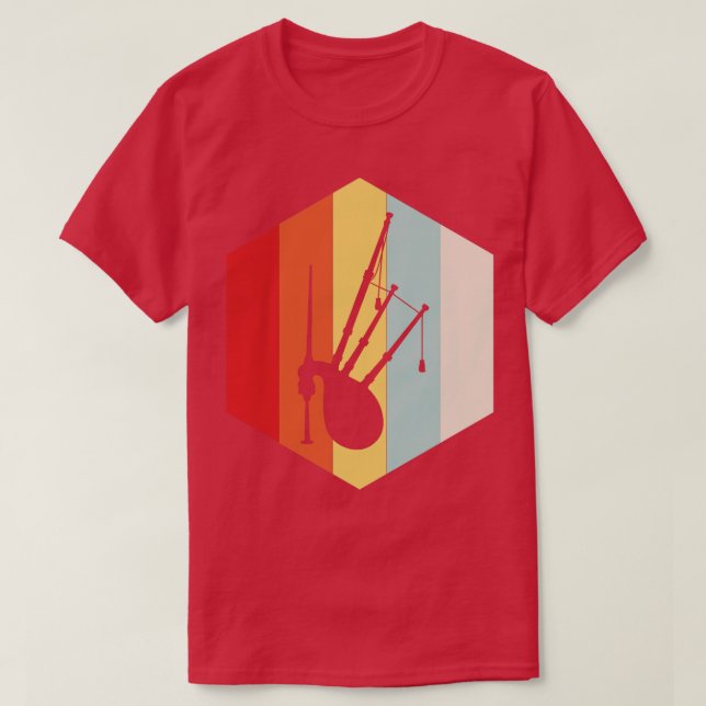 Camiseta Silhouette de Bagpipe Retro (Frente do Design)