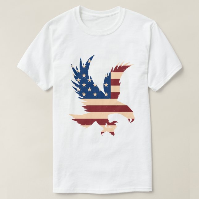 Camiseta Silhouette de Bandeira Americana Patriótica (Frente do Design)