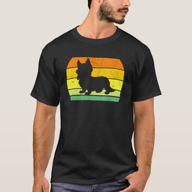 Camiseta Silhouette de Corgi de Imagem Retroativa Distante (Frente)