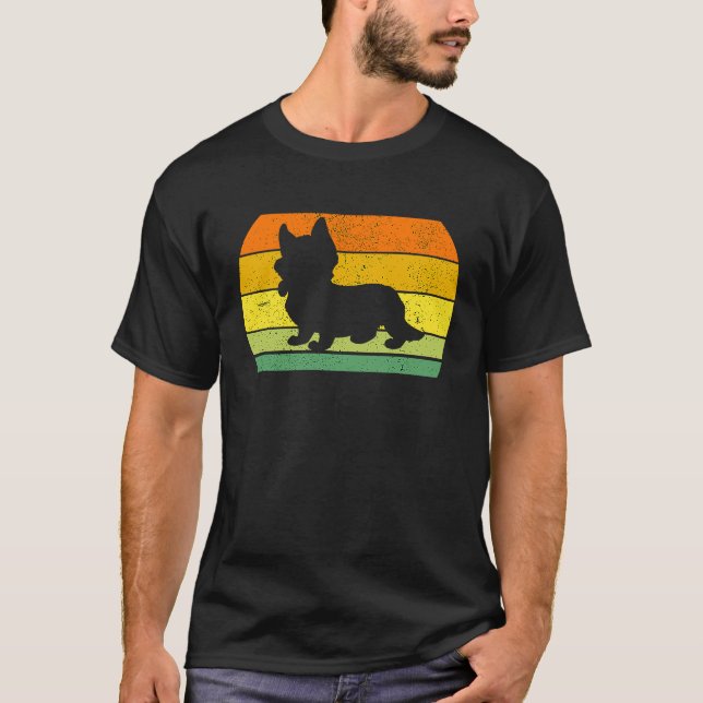 Camiseta Silhouette de Corgi de Imagem Retroativa Distante (Frente)