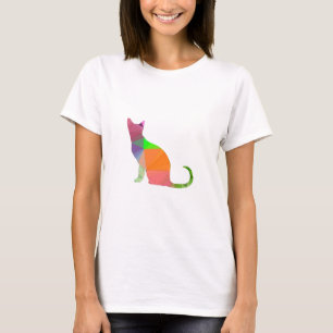 Camiseta Silhouette de Gato Baixo