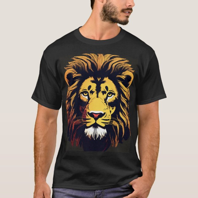 Camiseta Silhouette de Leão Majestoso.design (Frente)