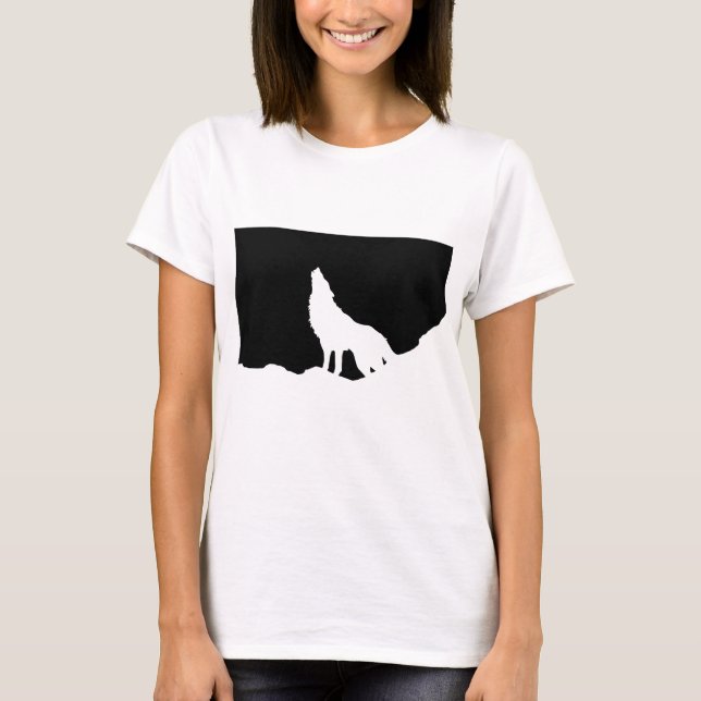 Camiseta Silhouette de Pop de Arte Negra e Branca Única (Frente)