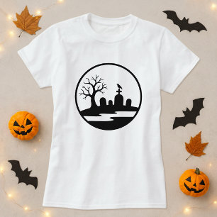 Camiseta Silhouette Graveyard Assombrada Moderna
