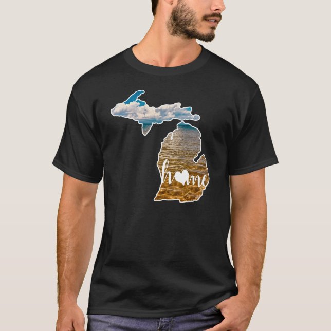 Camiseta Silhouette Michigan com fotos em Home & Lake (Frente)