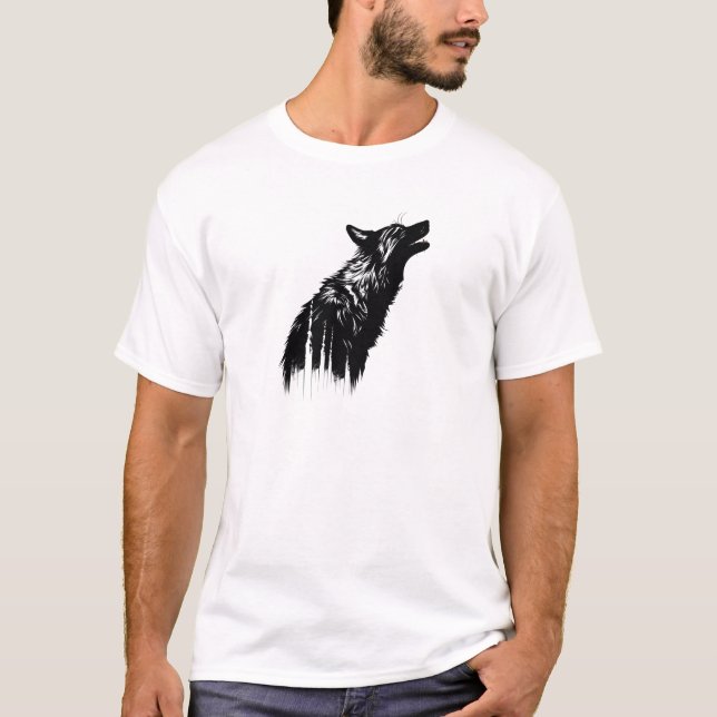 Camiseta Silhouette Minimalista Do Lobo (Frente)