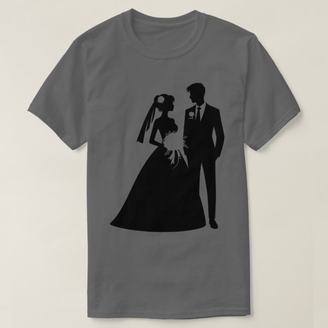 Camiseta Silhouette Noiva e Groom (Frente do Design)