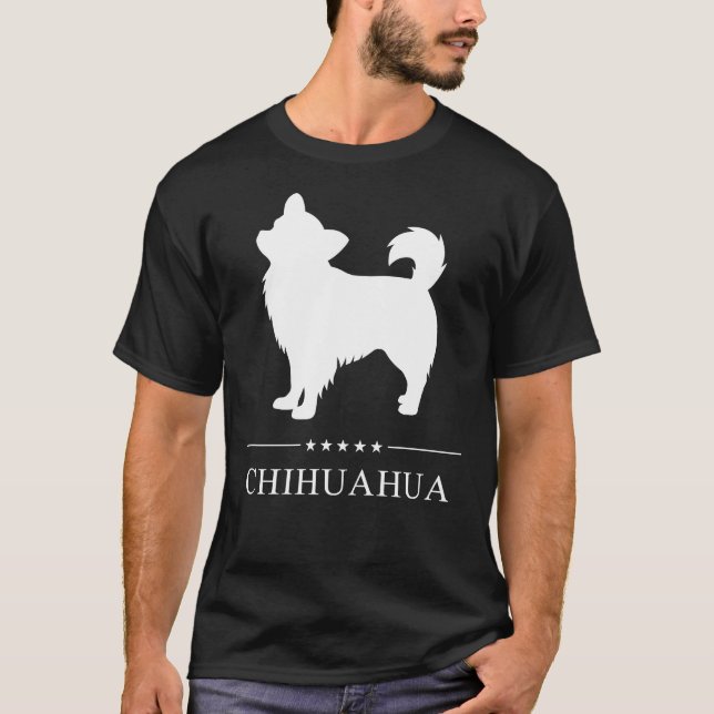 Camiseta Silhuahua branca de longa distância (Frente)