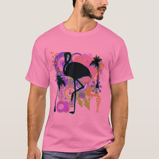 Camiseta Silhueta abstrata do flamingo (Frente)