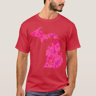Camiseta Silhueta abstrata rosa de Michigan