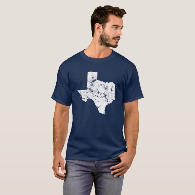 Camiseta Silhueta afligida do mapa do estado de Texas (Frente Completa)