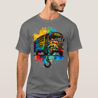 Camiseta Silhueta Artística De Ônibus Escolar 1