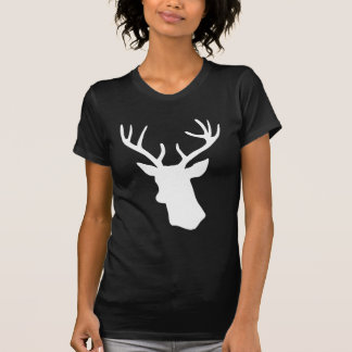 Camiseta Silhueta branca da cabeça dos cervos - t-shirt
