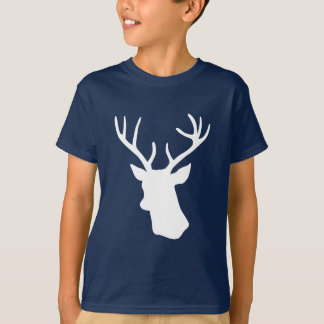 Camiseta Silhueta branca da cabeça dos cervos - turquesa