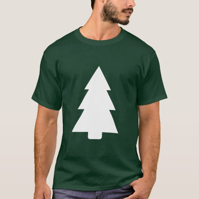 Camiseta Silhueta Branca de Árvore de Natal (Frente)