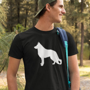 Camiseta Silhueta branca do cão de german shepherd