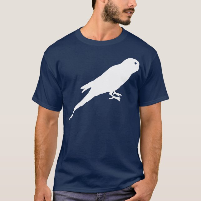 Camiseta Silhueta branca do pássaro do Parakeet (Frente)