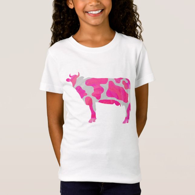 Camiseta Silhueta branca e rosa-vaca (Frente)