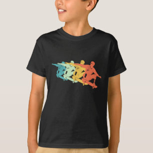 Camiseta Silhueta colorida de salto de skate retrô