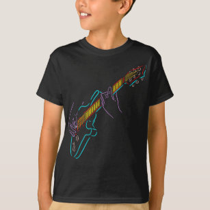 Camiseta Silhueta colorida de uma guitarra de baixo. Música