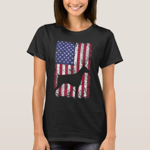 Camiseta Silhueta da Bandeira Americana Vintage do Cão Dobe